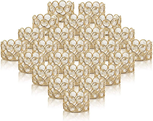 24Pcs Crystal Gold Tealight Votive Holders For Weddings