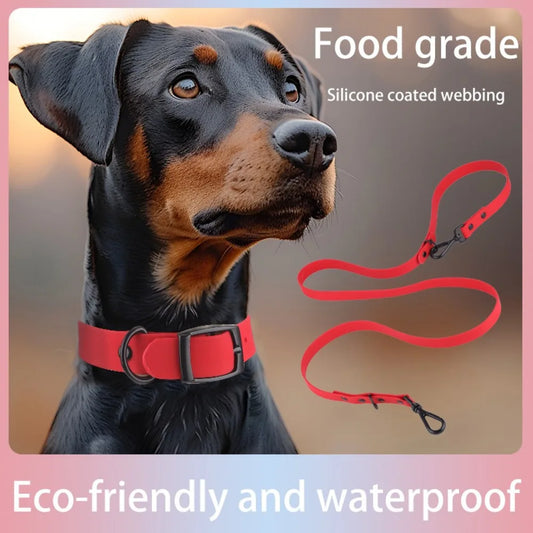 Silicone Pet Collar Leash Adjustable Small Large Dogs
