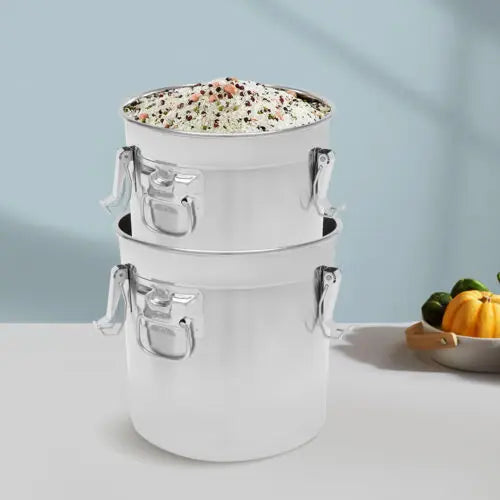 21L 33L Airtight Rice Bucket Canister Food Storage Container 304 Stainless Steel