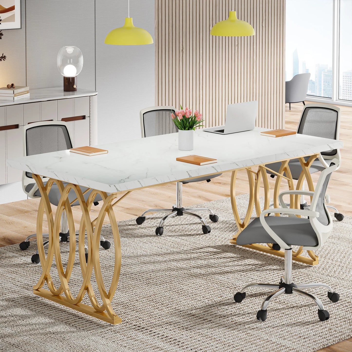 Tribesigns Office Desk 70.9 Inch Wooden Computer Desk