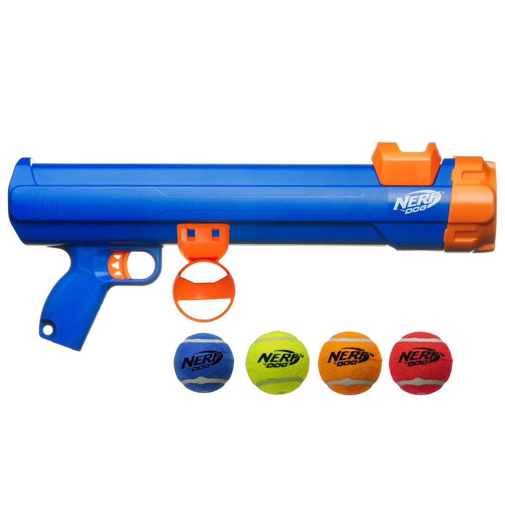 Tennis Ball Blaster Dog Toy With 4 Balls Hands Free Pickup
