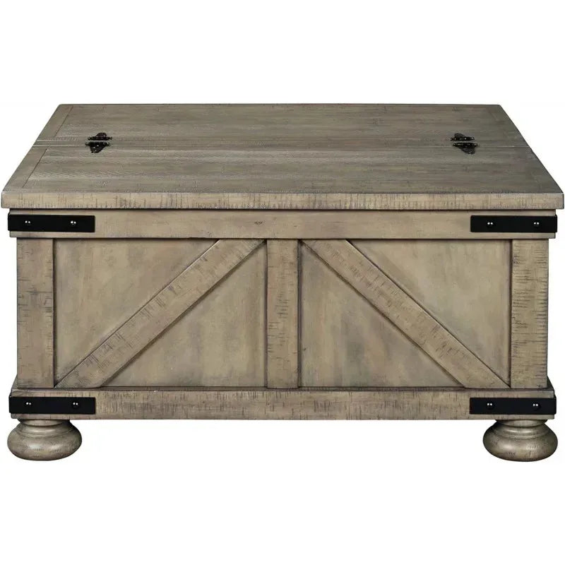 Farmhouse Coffee Table Lift Top Storage Grayish Brown