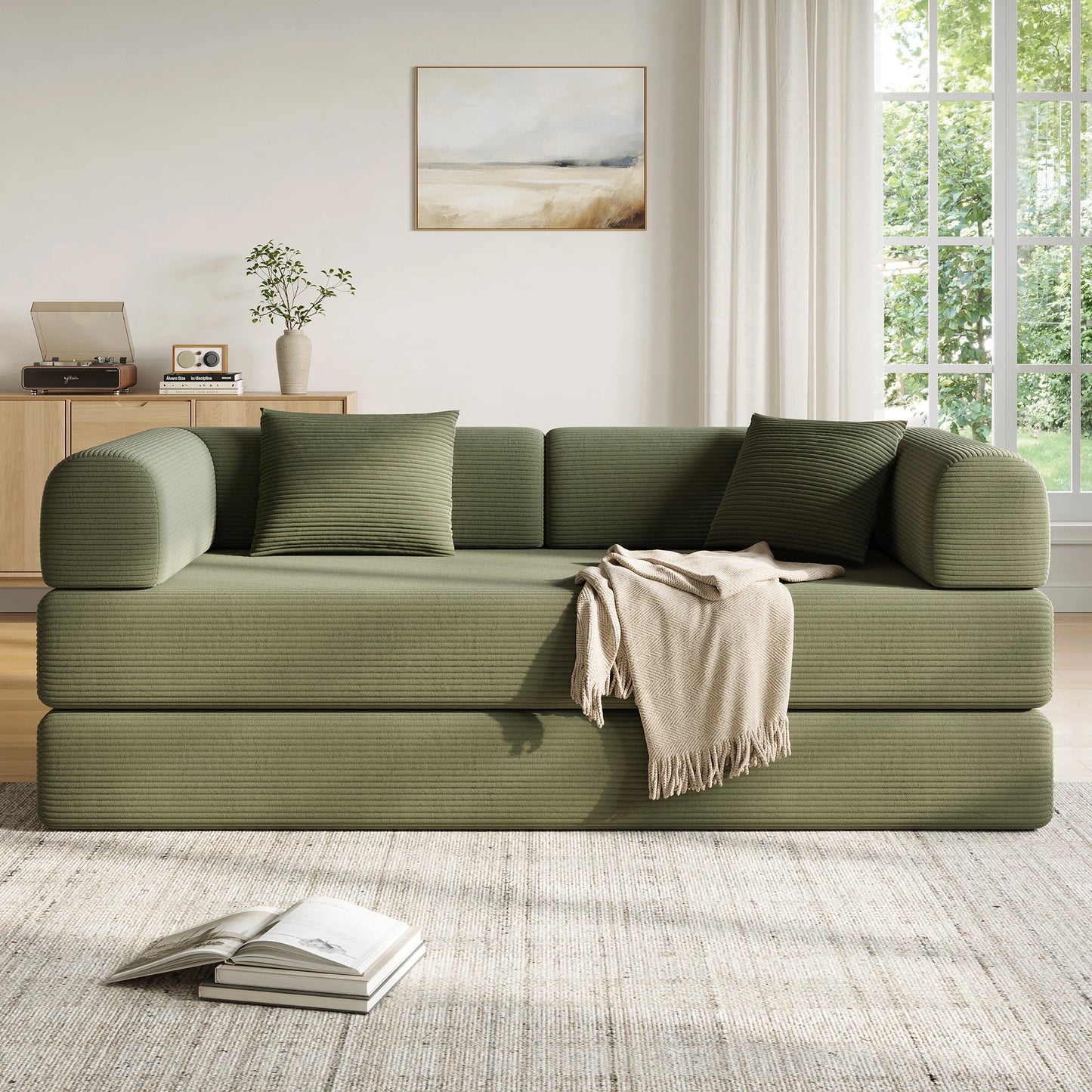 Convertible Floor Sofa Bed With Fixed Frame 5 In 1 Modular Sofa