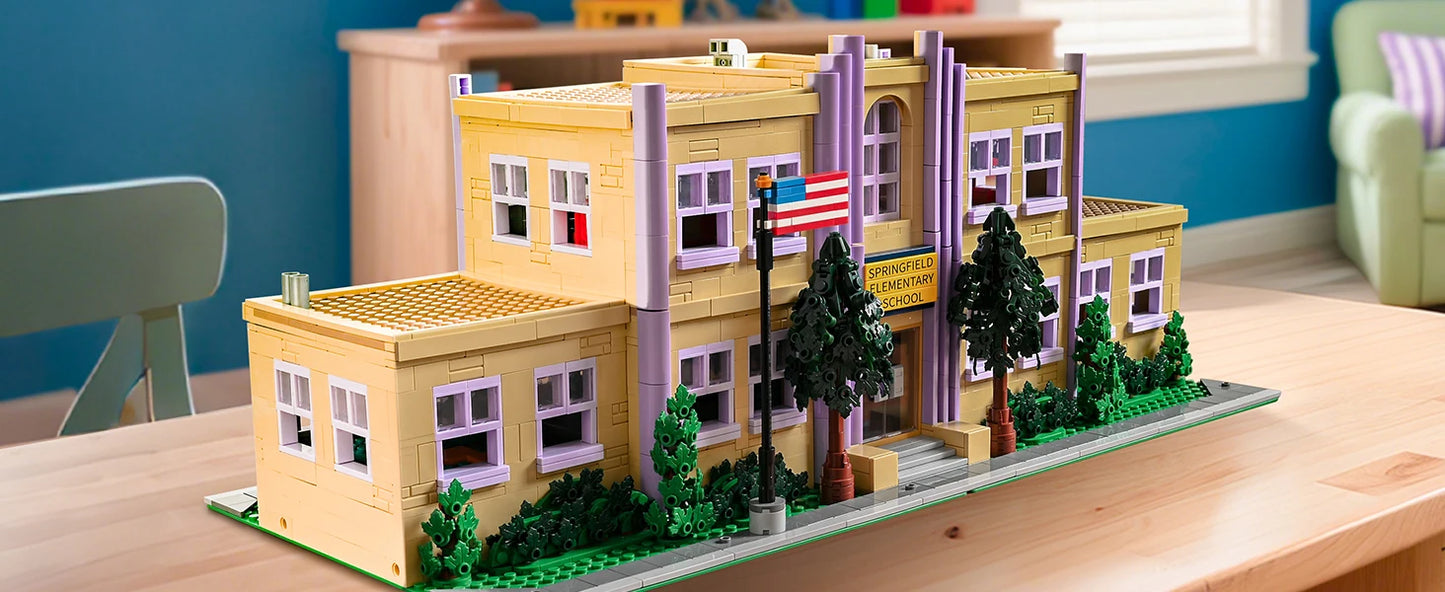 3500 Pieces Springfield Elementary School Building Blocks Set Street View Toy