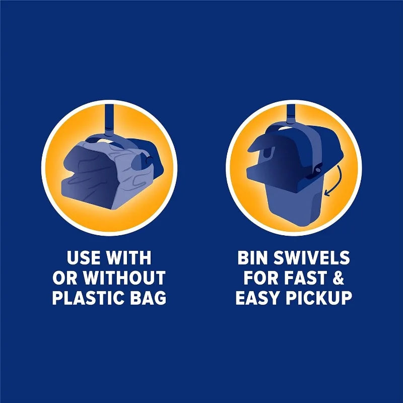 Dog Poop Scooper Swivel Bin With Rake Black Scented Bags