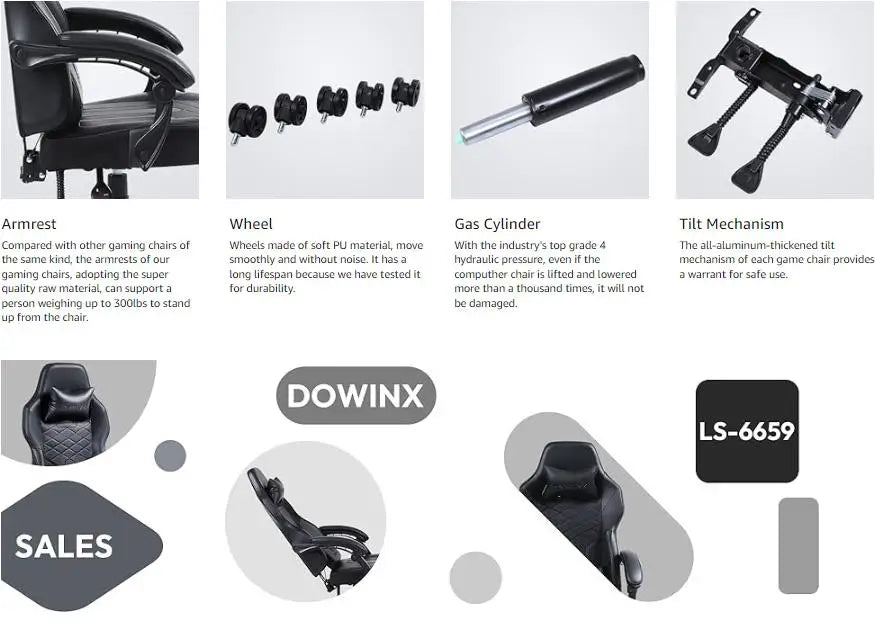 Dowinx Gaming Chair With Pocket Spring PU Leather Quality