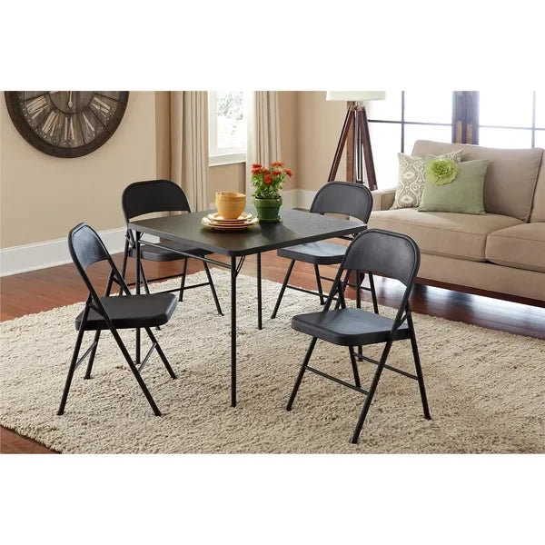 Black All Steel Folding Chair Double Braced For Heavy Duty Use