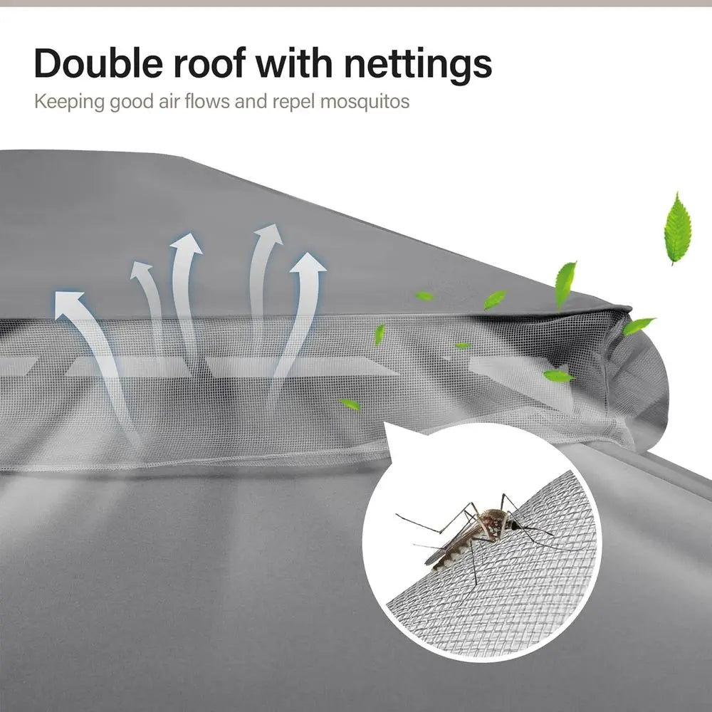 Durable 10x13 Outdoor Gazebo Double Roof Mosquito Netting Privacy Screen Gray
