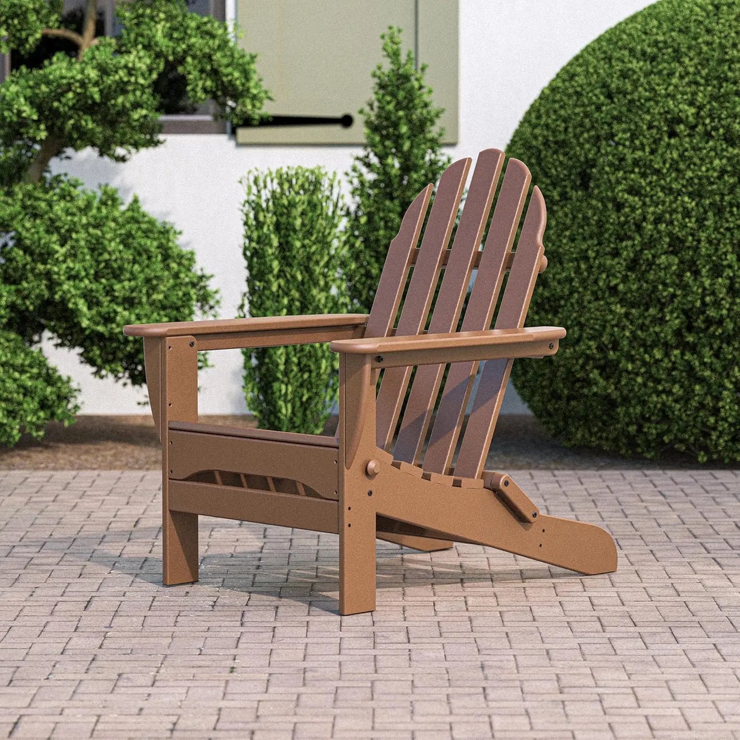 Classic Folding Adirondack Chair Outdoor Teak Wood 35 Inch High