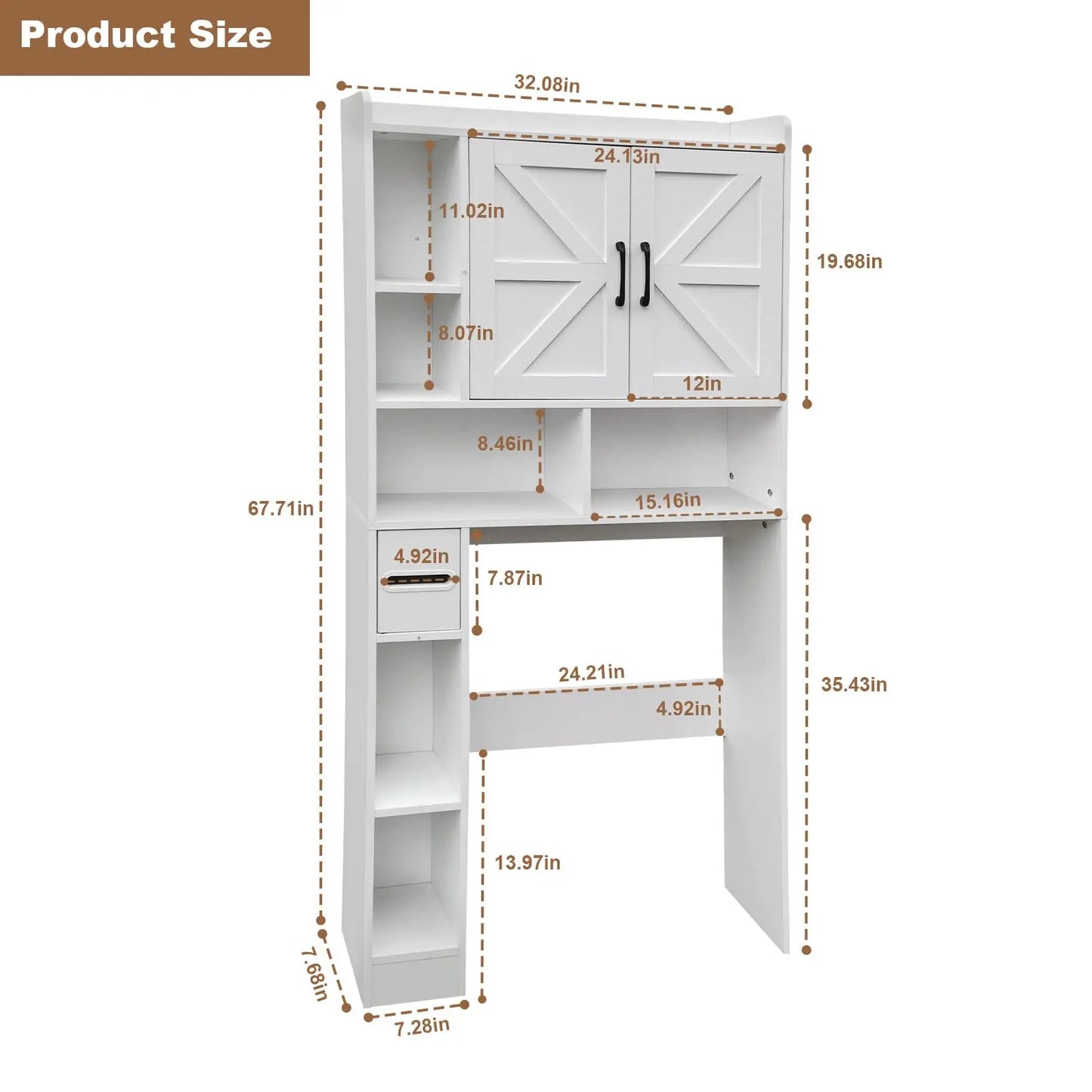 Over The Toilet Storage Cabinet 2 Doors Toilet Paper Holder