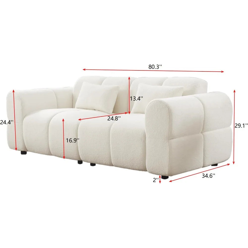 80 Inch Oversized Boucle Sofa Couch L Shaped Modern Deep Seat Living Room