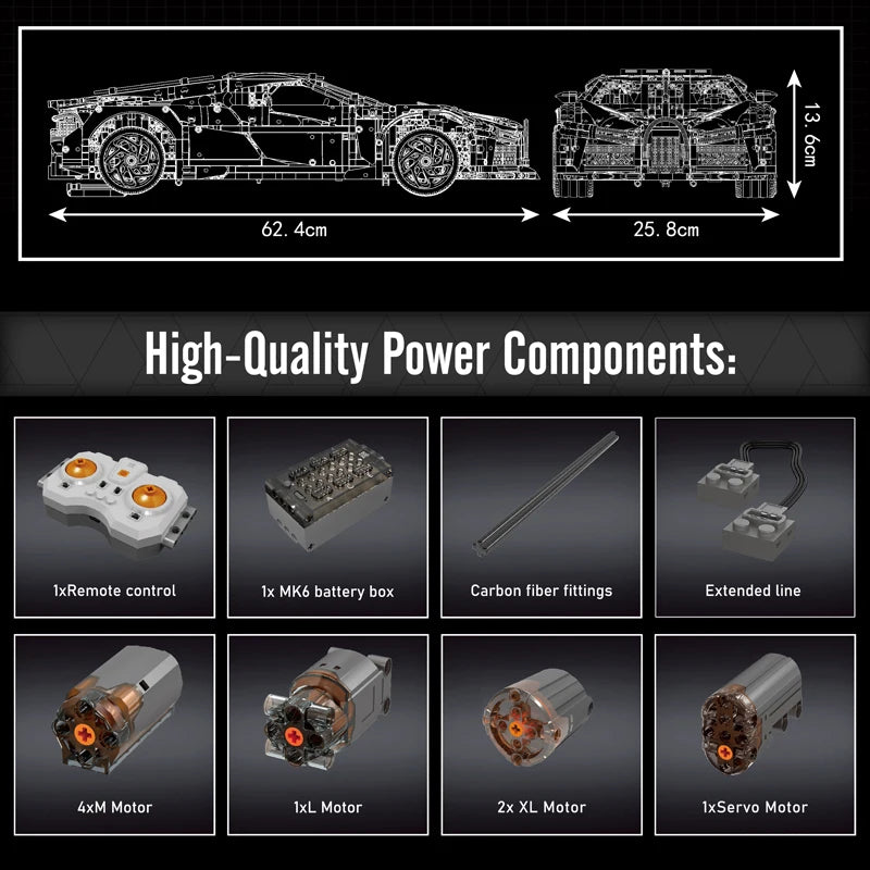 Mould King 13163 La Voiture Noire Building Block Sport Car Set