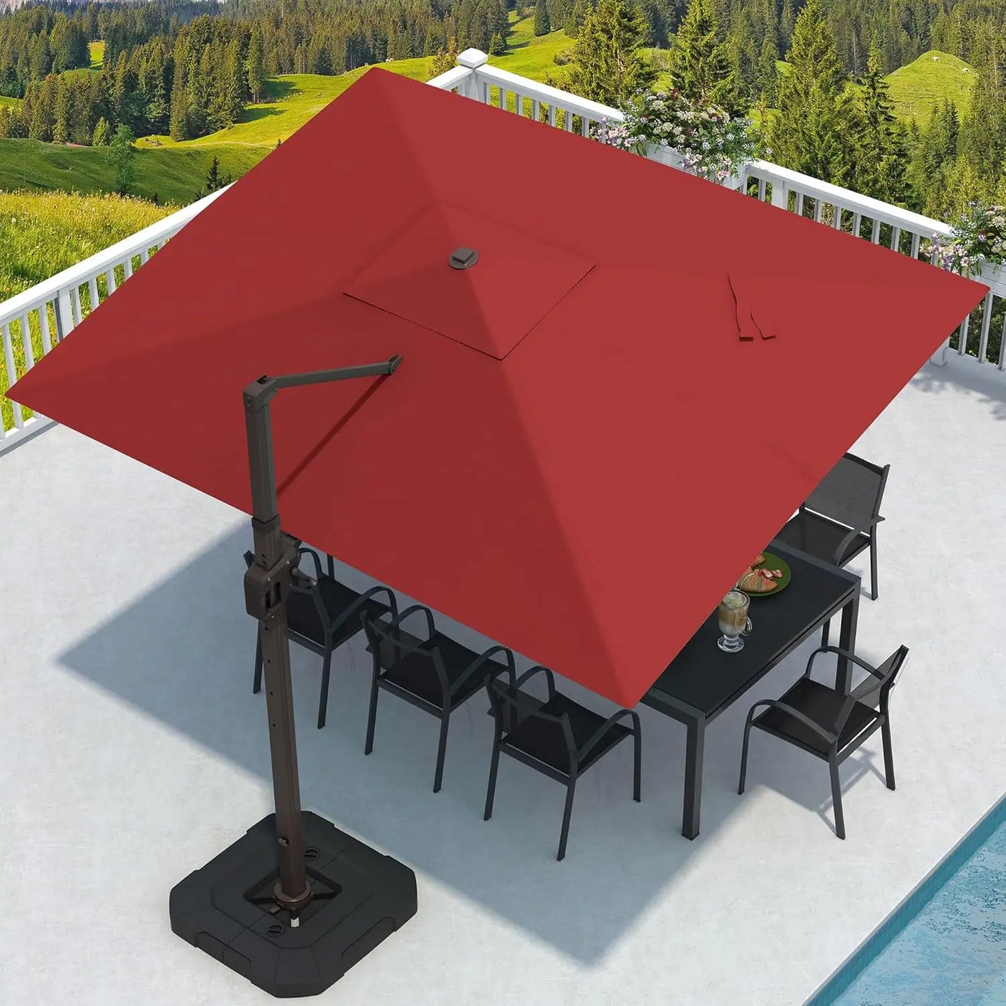 9x12 Cantilever Patio Umbrella With Base Included Rectangular Offset 7 Tilts