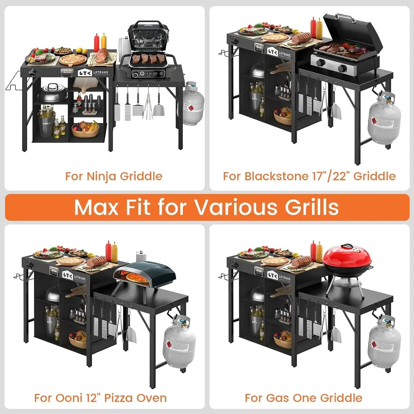 Portable Foldable Grill Table For Blackstone And Ninja Griddles Outdoor