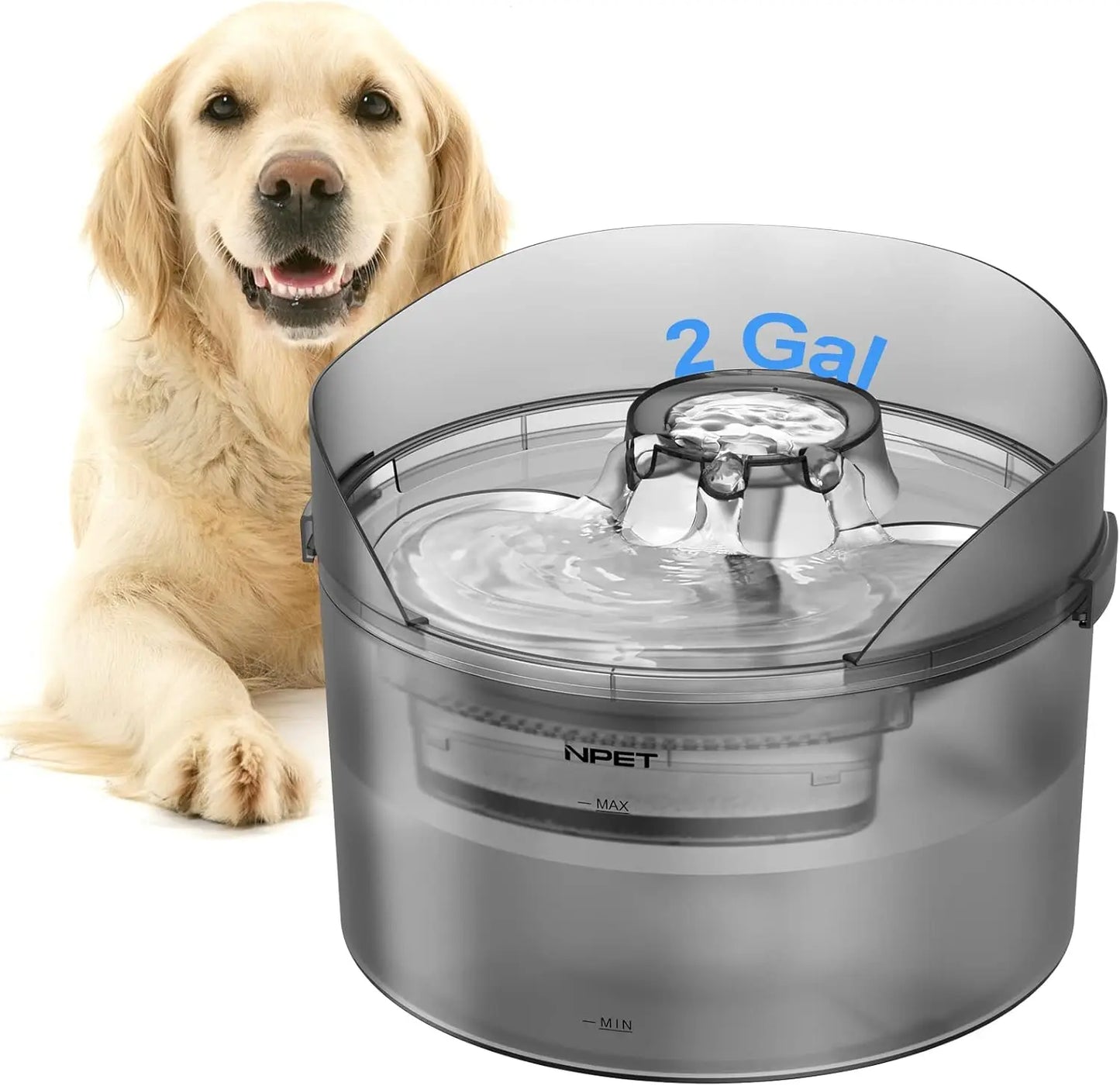 NPET Dog Water Fountain Automatic Dispenser With Splatter Guard For Large Dogs