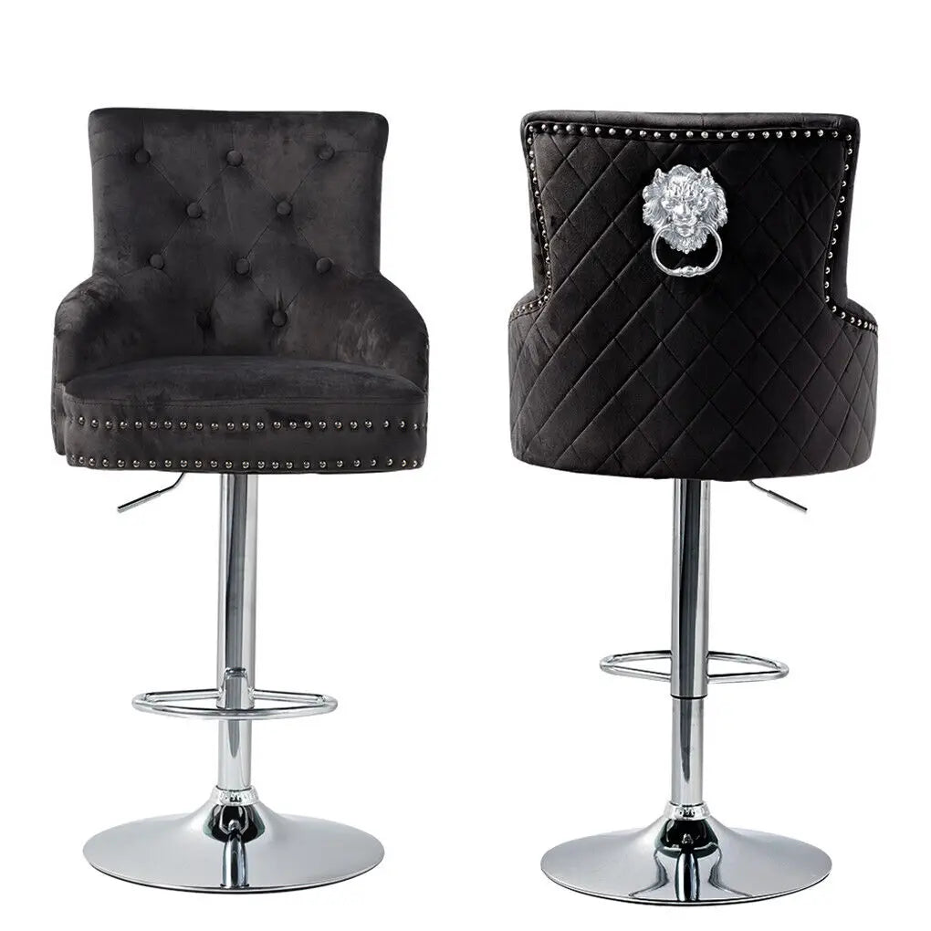 LUVODI Luxury Velvet Bar Stool With 360 Swivel Gas Lift