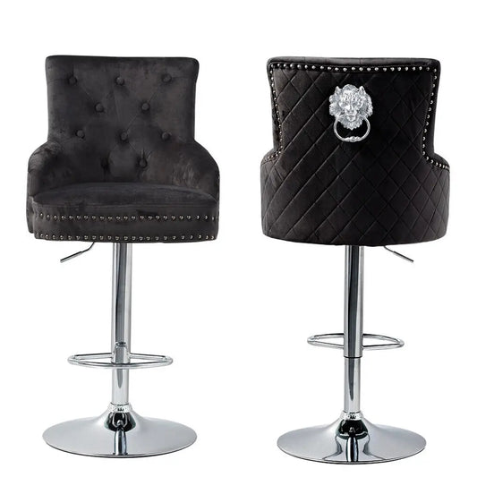 LUVODI Luxury Velvet Bar Stool With 360 Swivel Gas Lift
