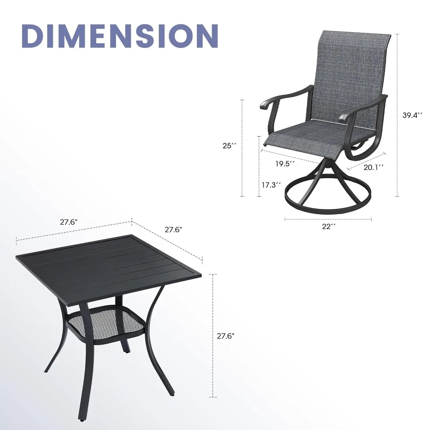 Outdoor Dining Set 3 Pieces Wood Patio Set With 2 Swivel Chairs And Table
