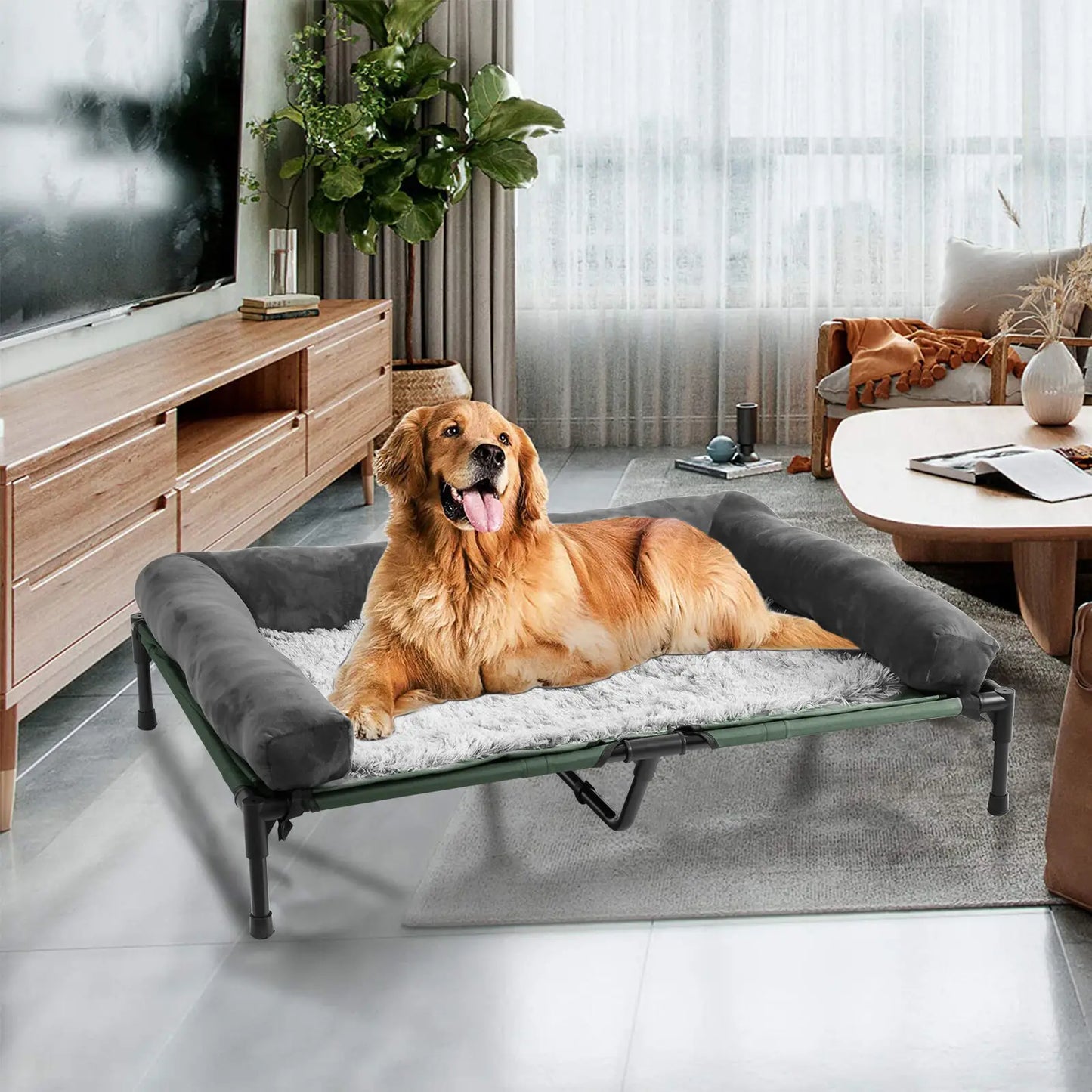 Elevated Dog Bed IndoorOutdoor Lounger L XL 2XL With Detachable Bolster Cooling