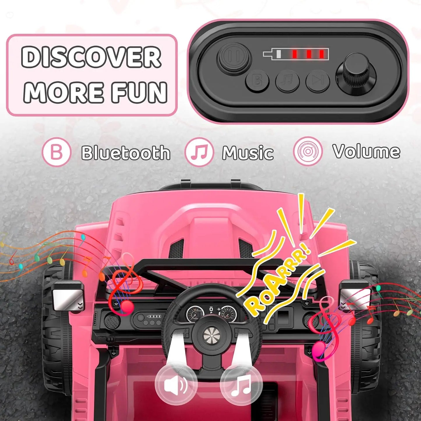12V Ride On Truck With Remote 3 Speeds Bluetooth Music