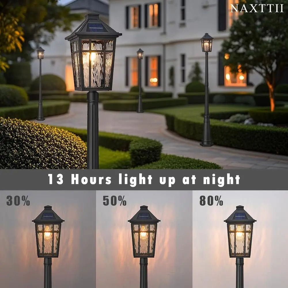 Outdoor Lamp Post Light Dusk To Dawn Waterproof Pole 80.7 Inch Black Remote