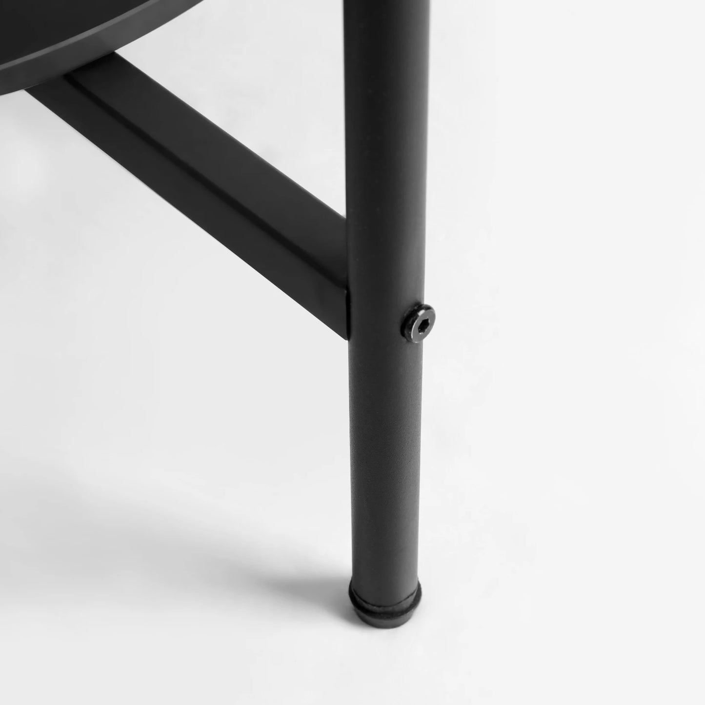 2 Tier Round Coffee Table With Sintered Stone Top And Metal Frame Living Room