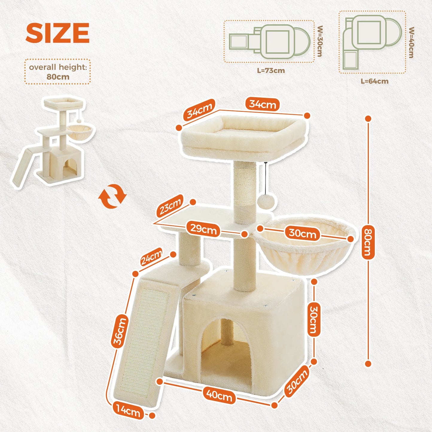 PAWZ Road Cat Tree Indoor 3 Tier Activity Tower With Scratching Posts Grey