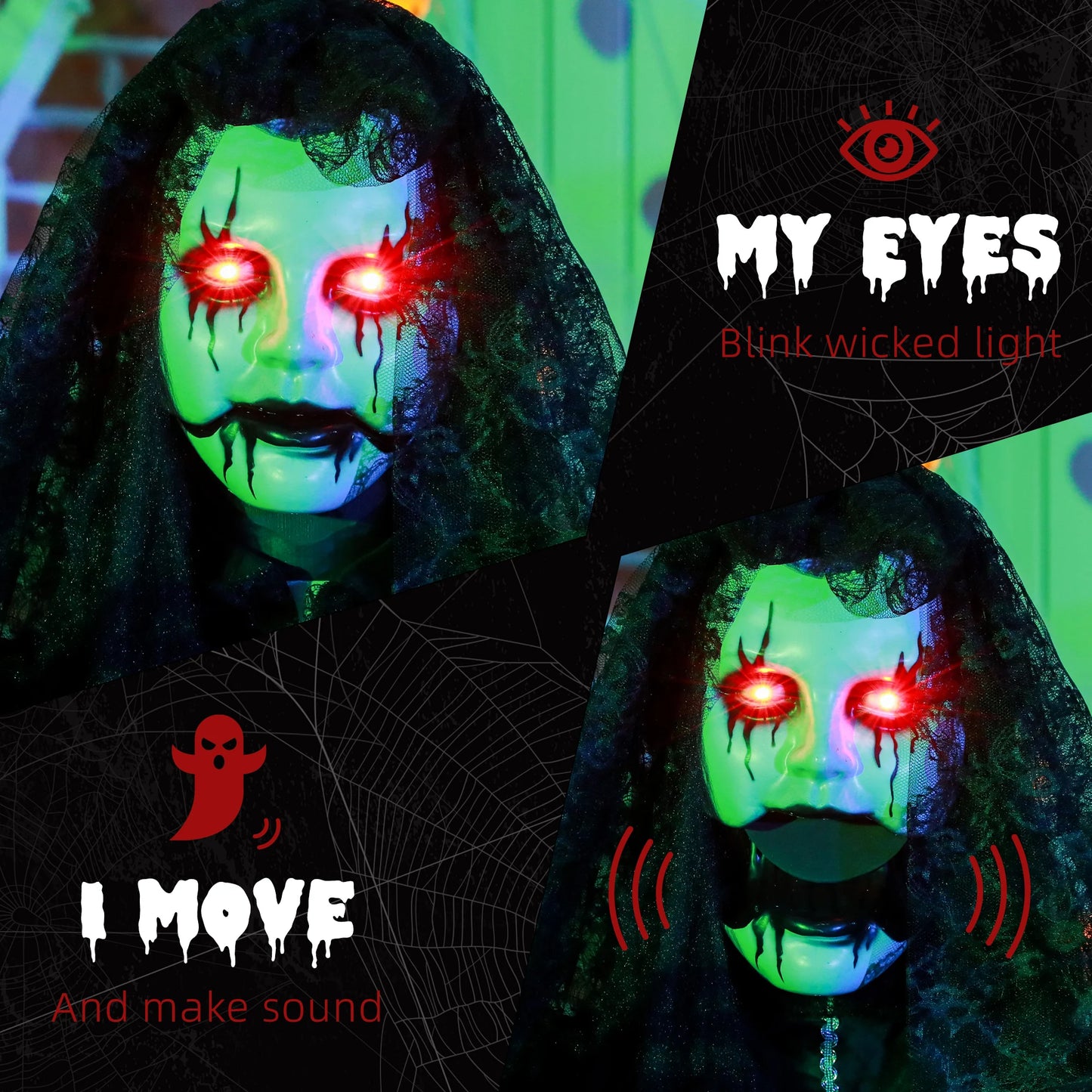 Homcom Zombie Bride Animatronic Prop With Bright Eyes