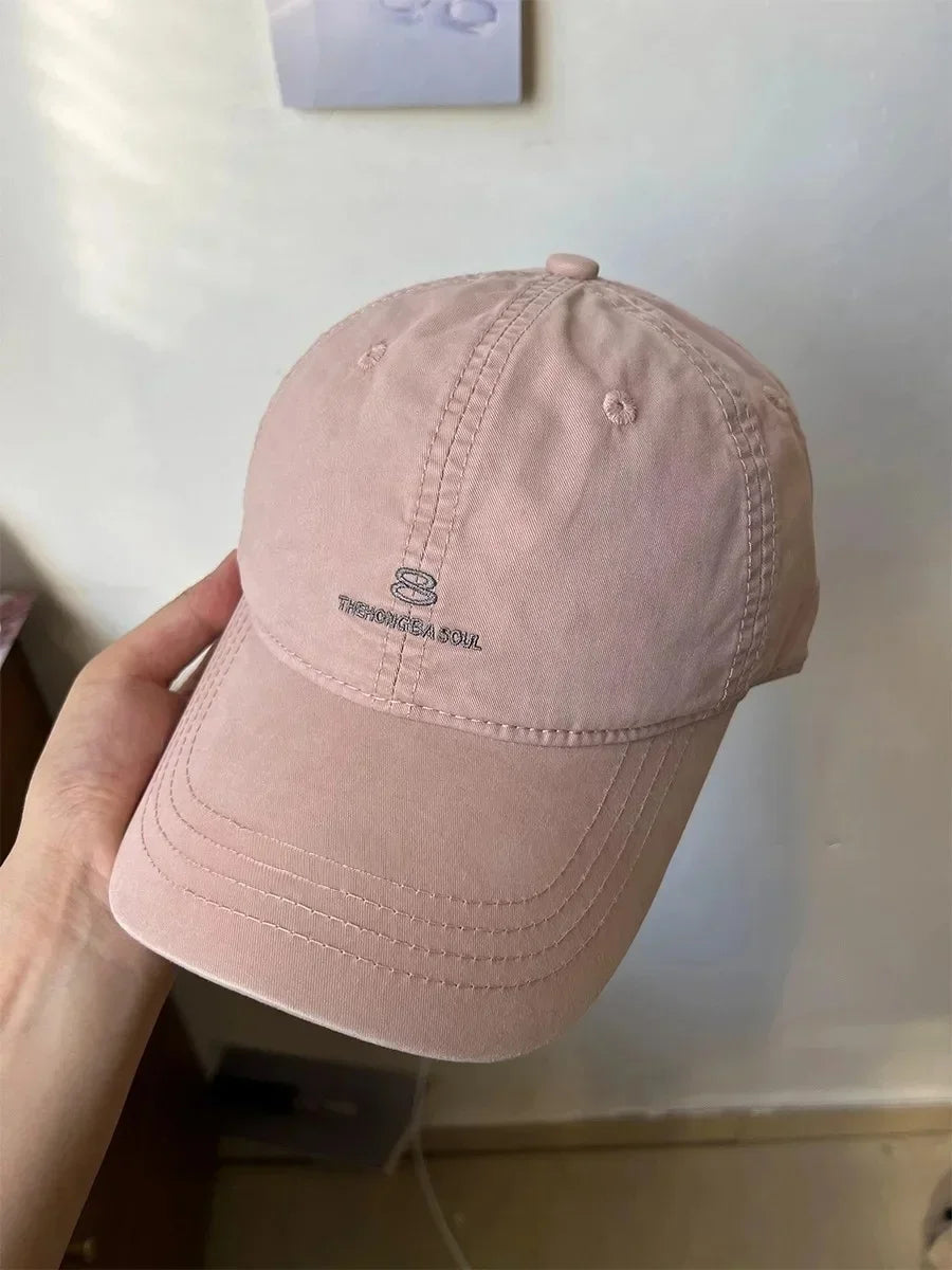 American Street Style Letter Embroidered Baseball Cap Unisex Washed Cotton Hat