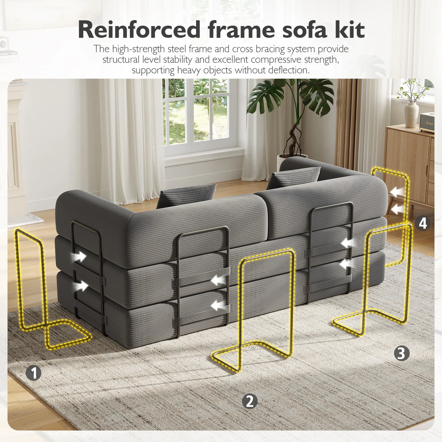 Convertible Floor Sofa Bed With Fixed Shape Frame 5 In 1 Living Room Sofa