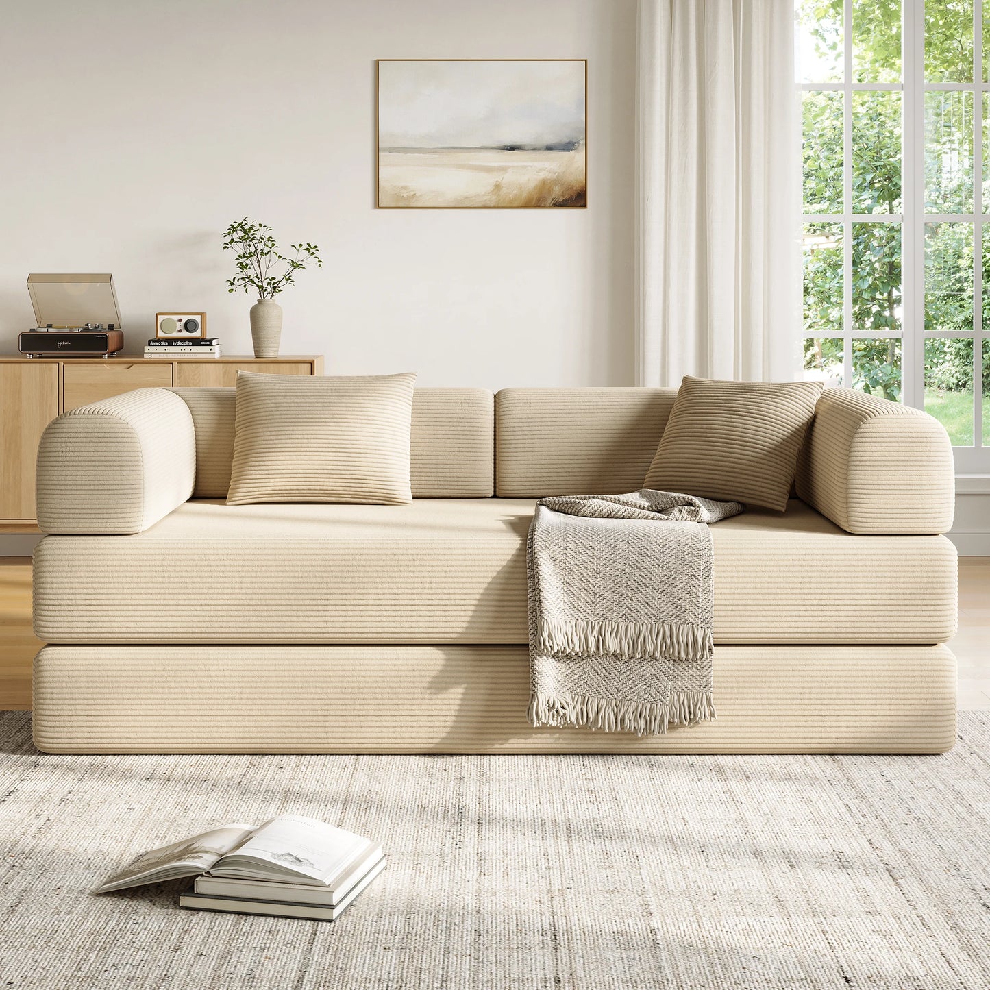Convertible Floor Sofa Bed With Fixed Frame 5 In 1 Modular Sofa