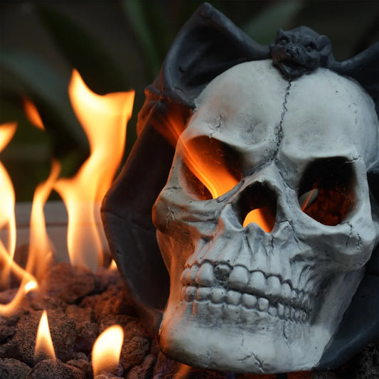 Demon Skull Gas Log Ventless Fire Pit Outdoor Decor