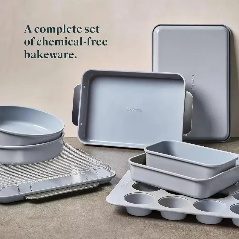 Caraway Nonstick Ceramic Bakeware Baking Sheets Assorted Baking Pans Cooling Rack Storage