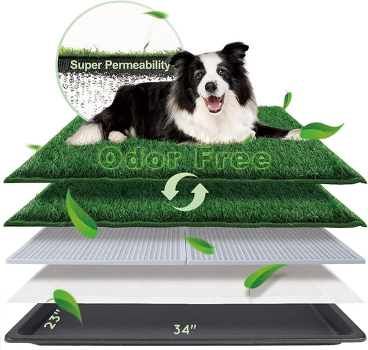Large Dog Grass Pad With Tray Artificial Grass Pee Pad Indoor Potty Training