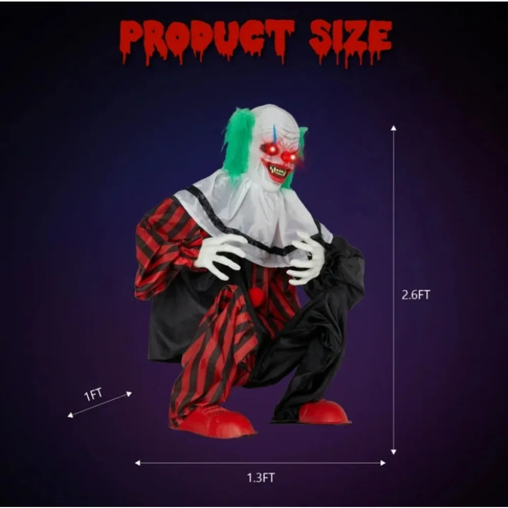 Halloween Clown 2.6ft Animatronic Shake Voice Control Decor