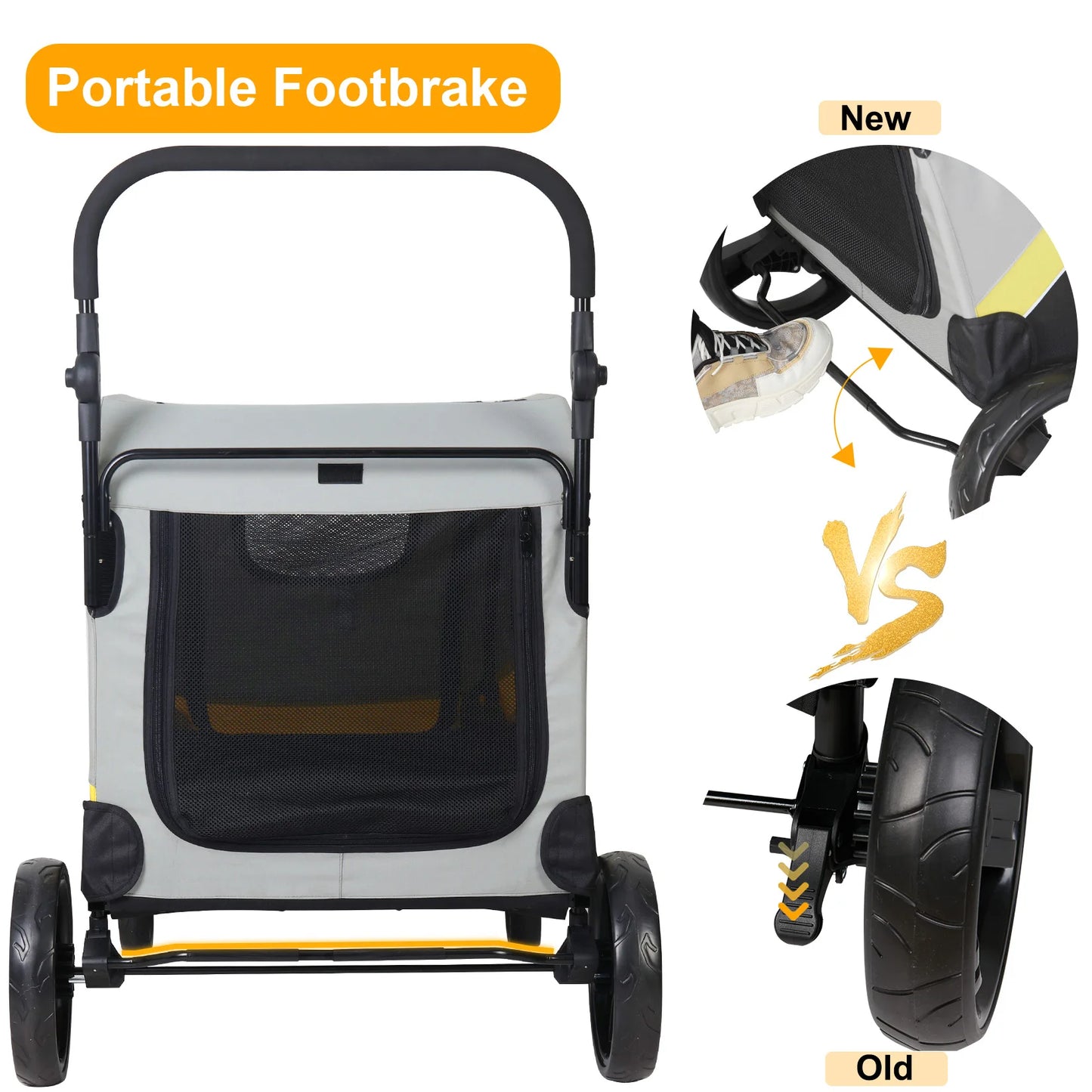 Premium Dog Stroller Pram 4 Wheel Foldable Cart Travel Jogger For Small Medium Large Dogs