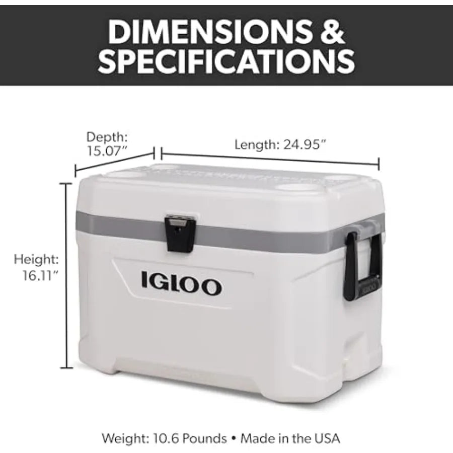 Insulated Hard Side Cooler Ice Chest Marine Series for Fishing Camping Boating