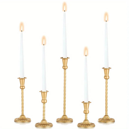 Gold Candlestick Holders Set of 5 for Wedding Centerpieces