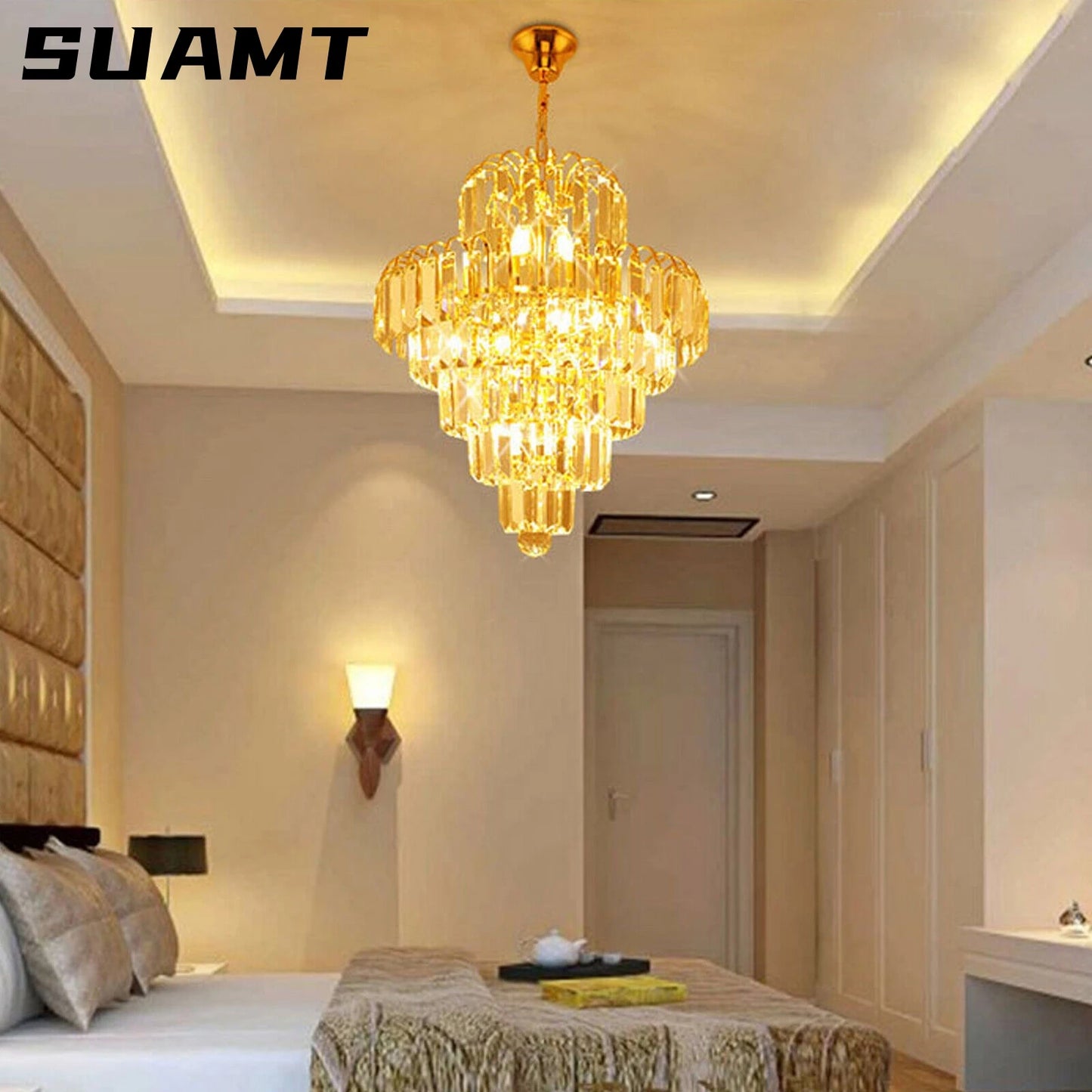 Luxury Crystal Chandelier Modern Ceiling Light Pendant Fixture E14 Elegant Lamp Decor