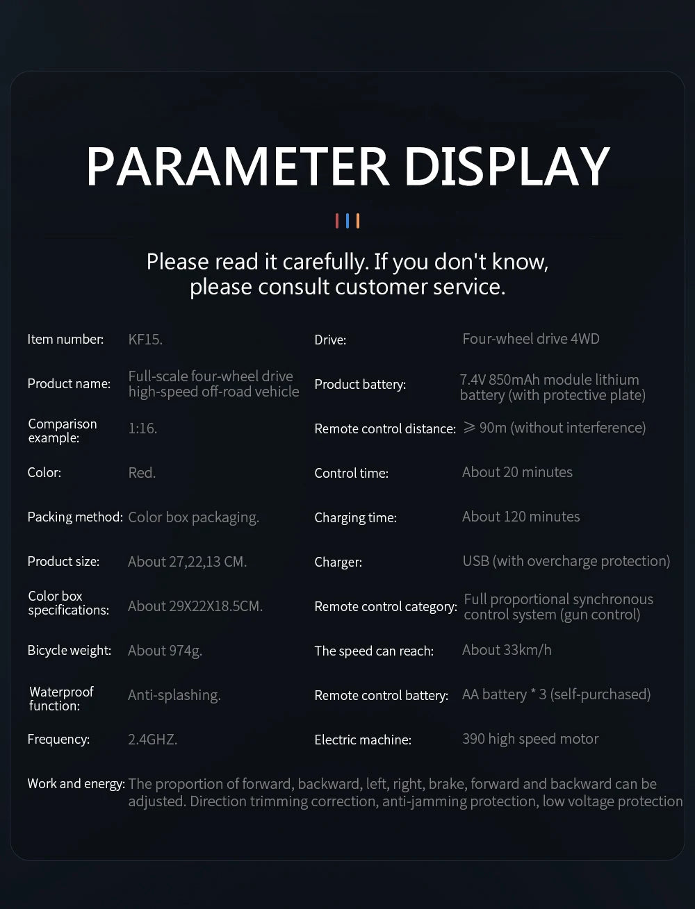 KF15 RC Car 1:16 Scale High Speed 40kmh Off Road Drift 2.4G Remote