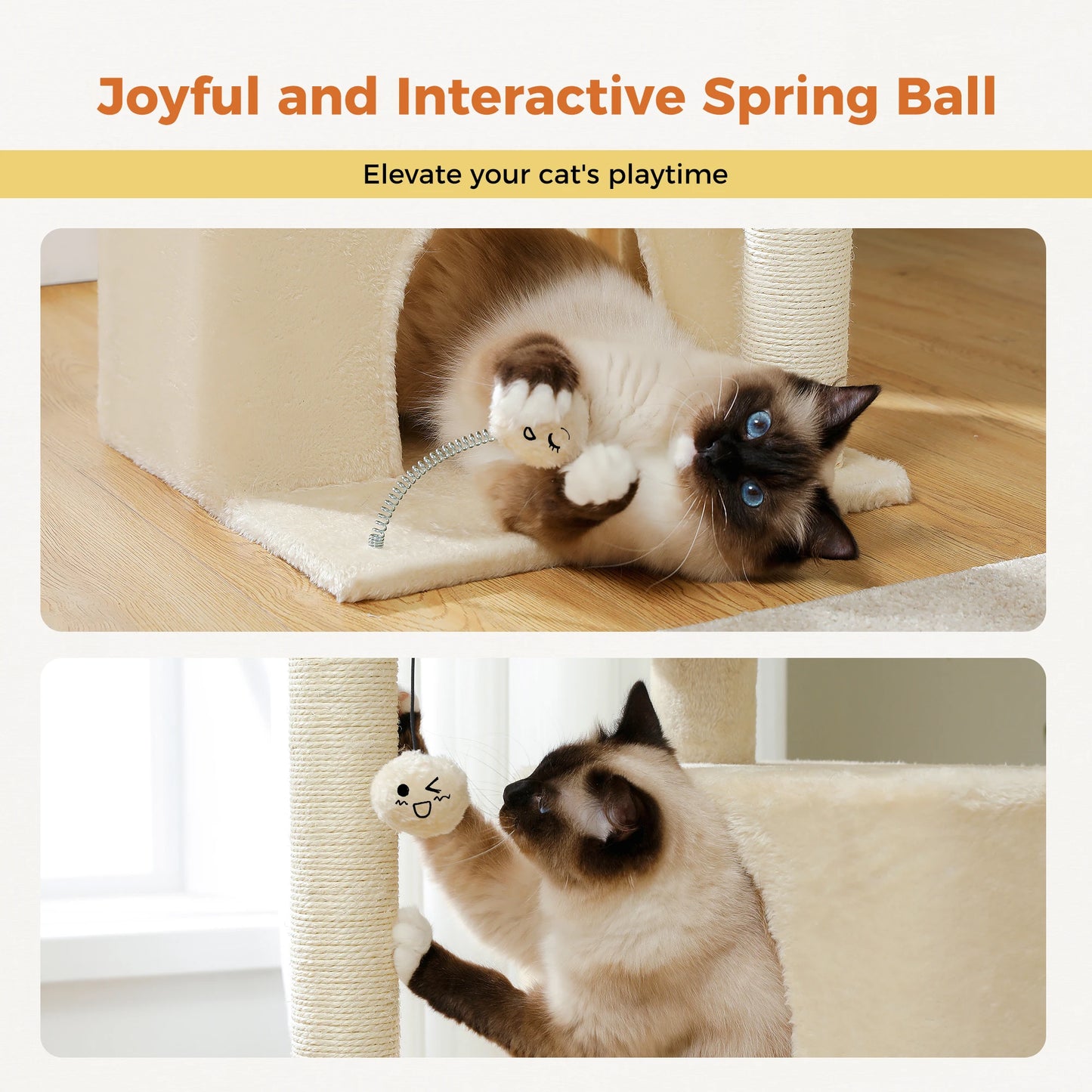 Large Indoor Cat Tree With Multi Level Tower Spacious Condos And Scratching Pad