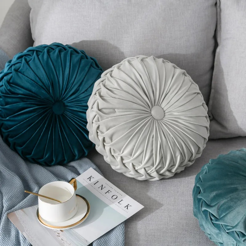 Velvet Throw Pillow Soft Decorative Round Cushion for Home Sofa Couch Chair Bedroom Office