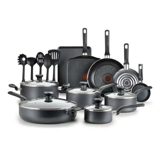 20 Piece Non Stick Cookware Set Pots and Pans Grey