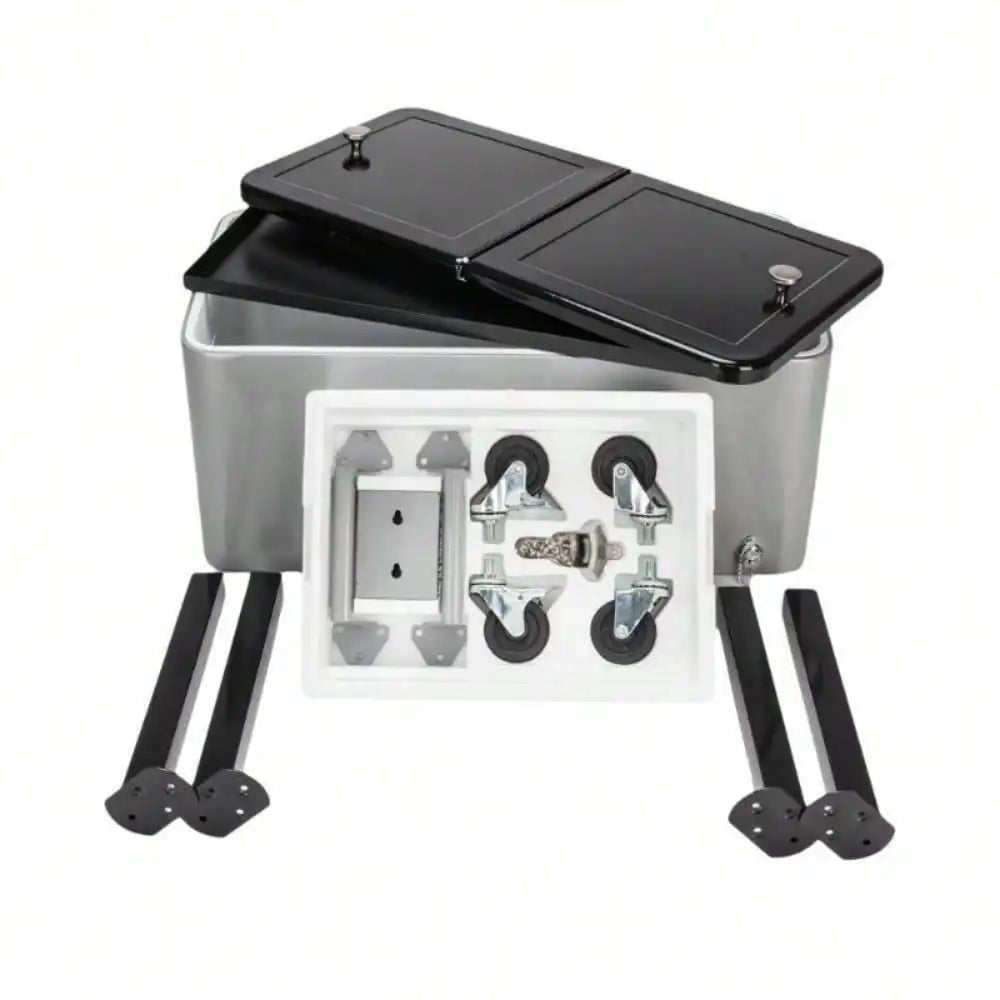 80 Qt Patio Rolling Cooler Cart With Wheels For Picnics