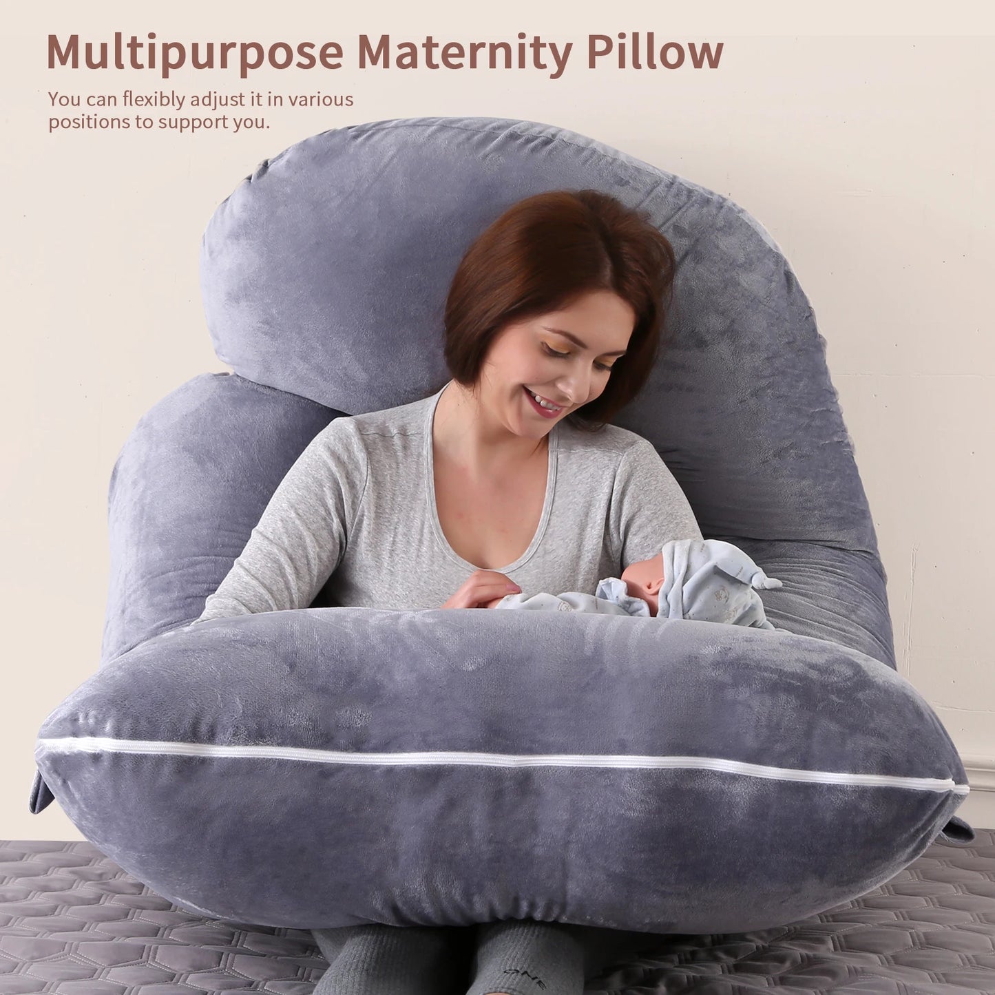 G Shaped Pregnancy Pillow Full Body Maternity Pillow With Removable Cover