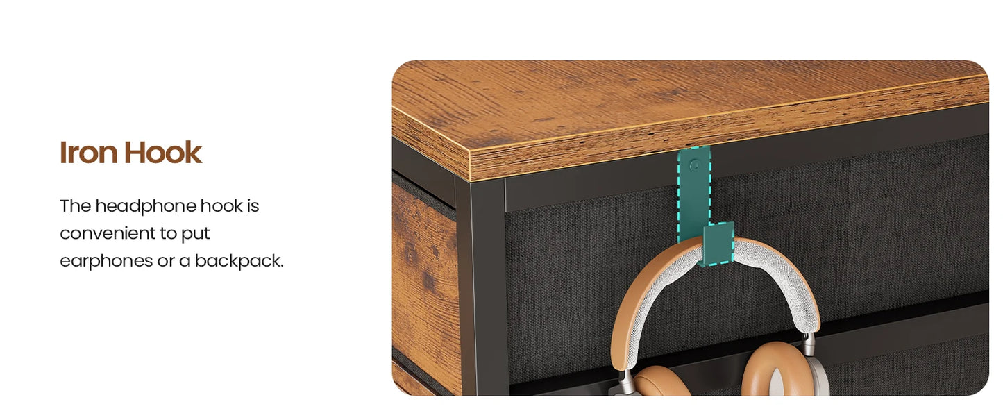 63 Inch L Shaped Corner Desk With 5 Drawers And Power Outlet For Home Office