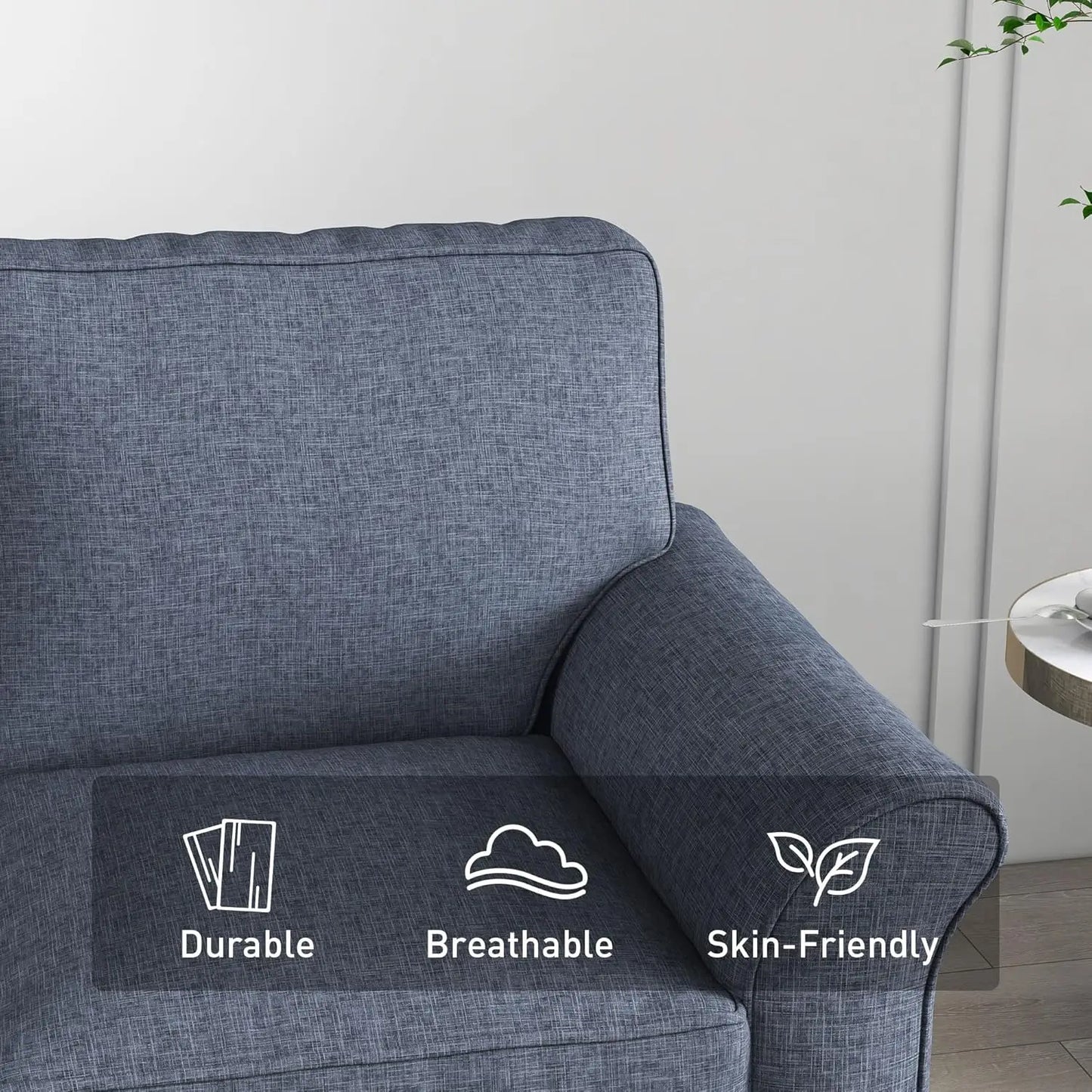57 Inch Blue Loveseat Sofa 2 Seater For Living Room Office Apartment Customized