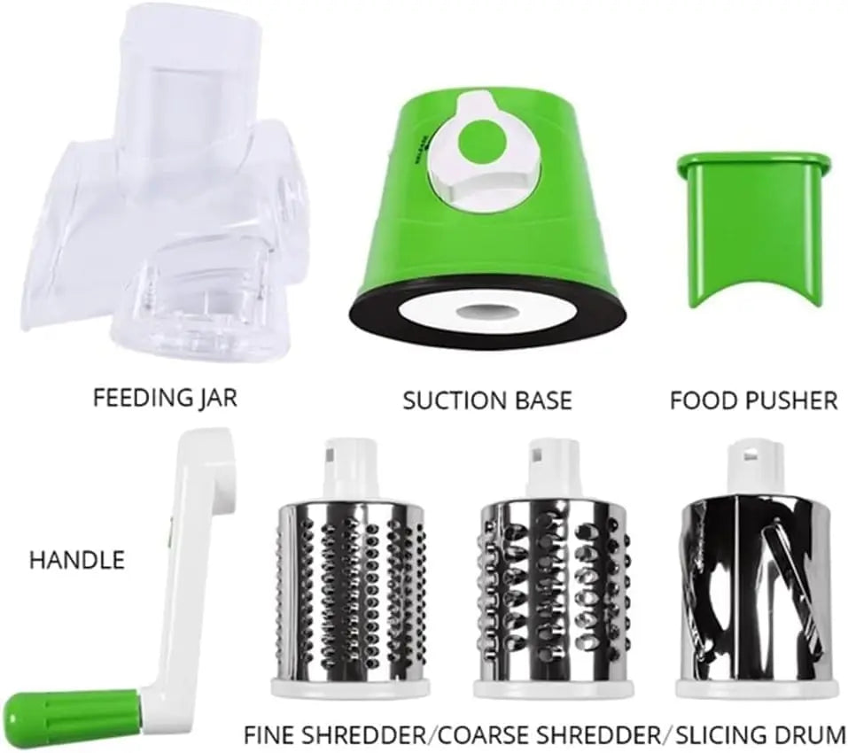 Rotary Cheese Grater 3 in 1 Vegetable Slicer with Blades