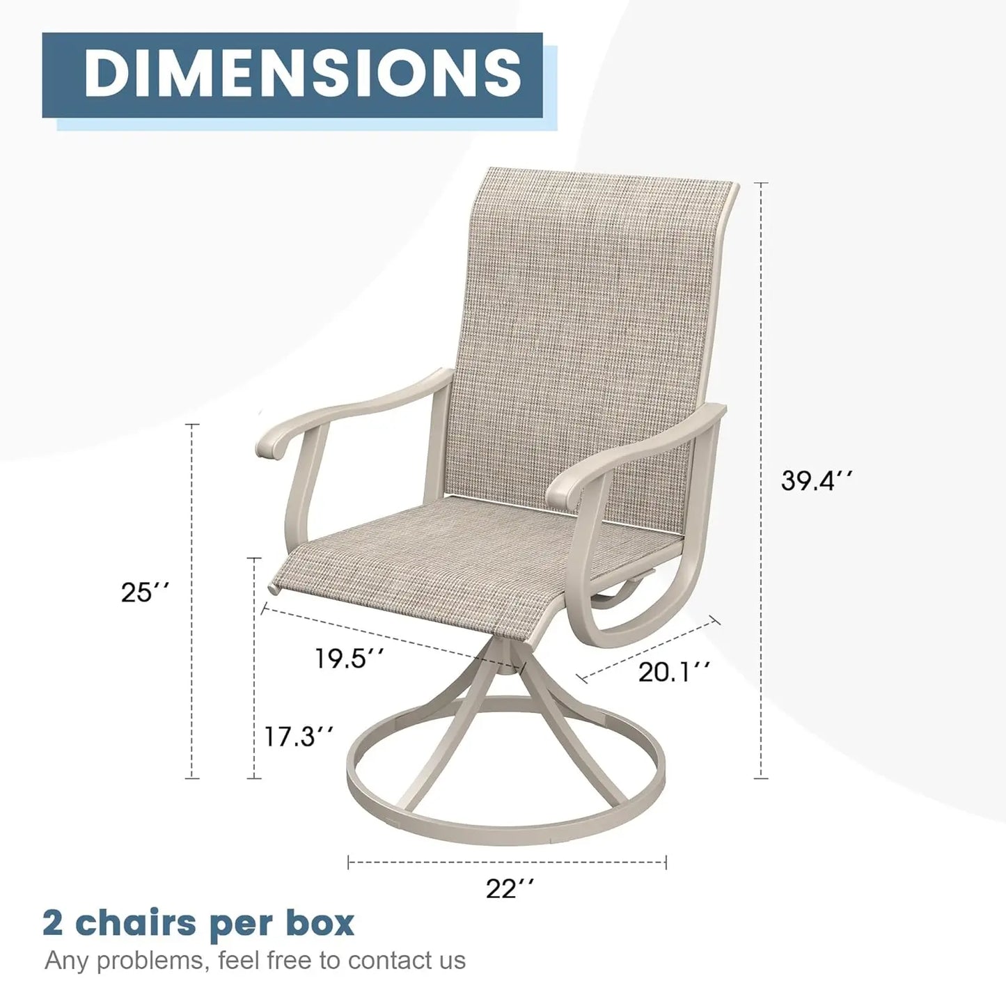 Patio Swivel Dining Chairs Set Of 6 Breathable Textilene Fabric All Weather