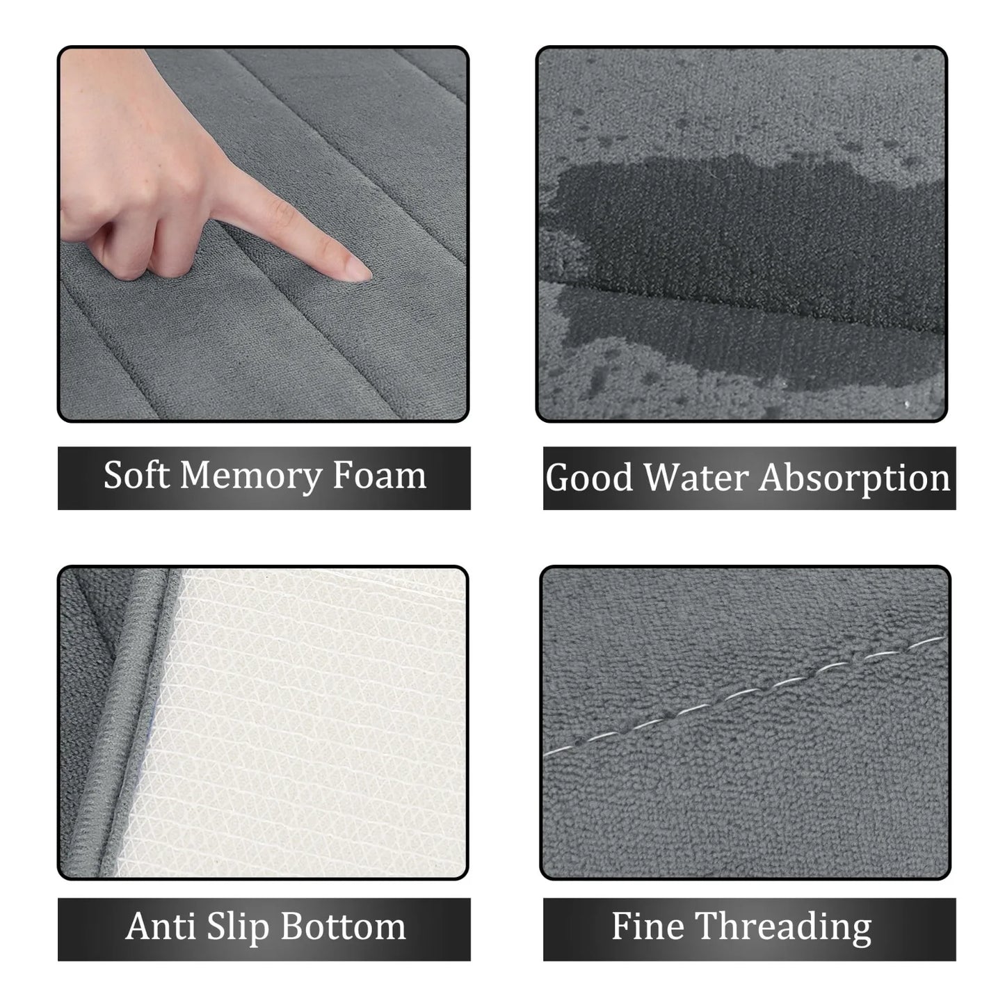 Absorbent Striped Long Memory Foam Bathroom Rug 40x120cm